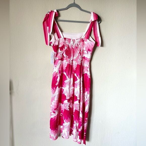 NWT Trina Turk Jolie Flower Child Midi White Pink DressTank Size M - Picture 7 of 11